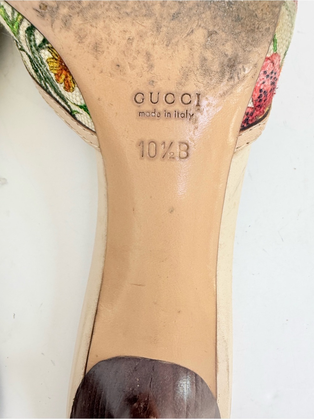 Rare Gucci Flora Bamboo Horsebit Mule Heels Vintage Y2K Floral Canvas 10.5B - Picture 8 of 10